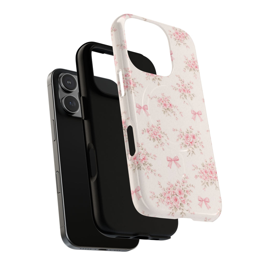 Floral Pink Bow iPhone Case – MagSafe Compatible