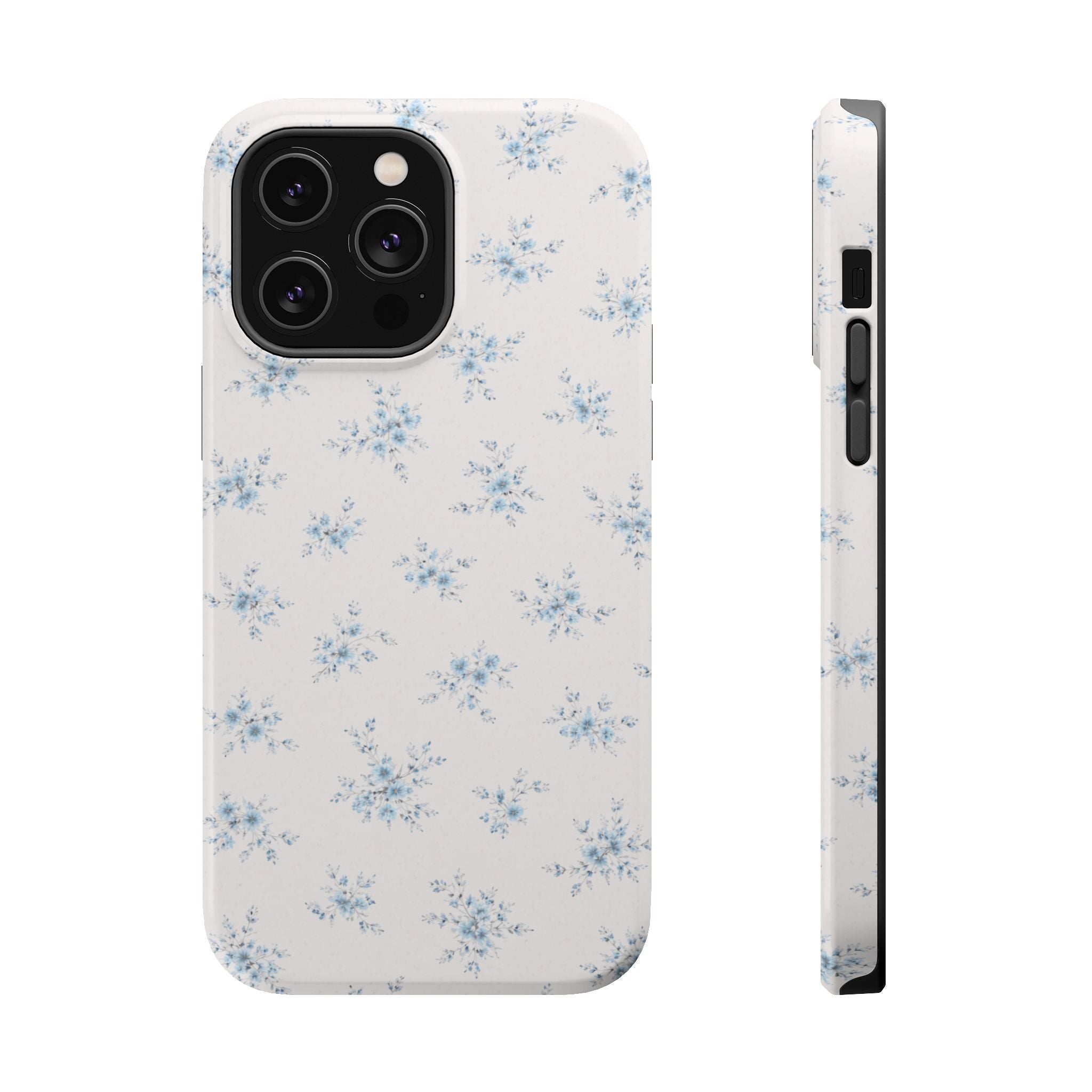 Blue Floral Pattern iPhone Case | Magnetic Impact-Resistant Case