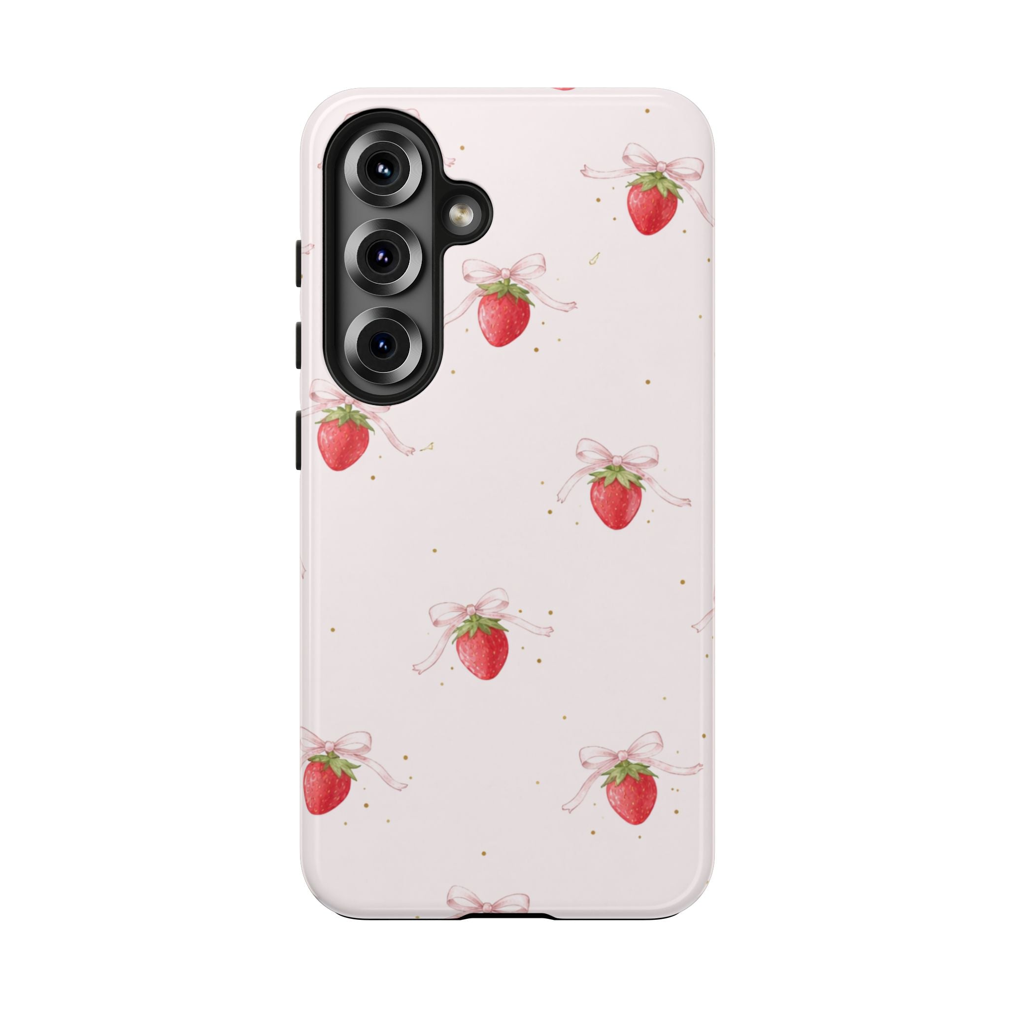 Red Strawberry Pattern Tough Phone Case, Bold Fruit Print