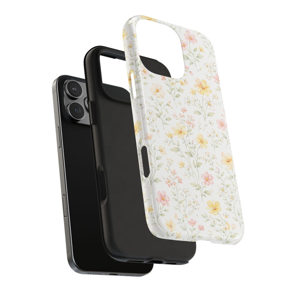 Delicate Pastel Wildflowers Tough Phone Case, Floral Botanical Pattern