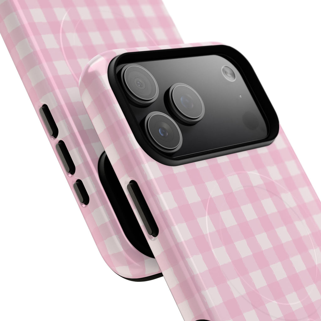 Pink Gingham iPhone Case – MagSafe Compatible