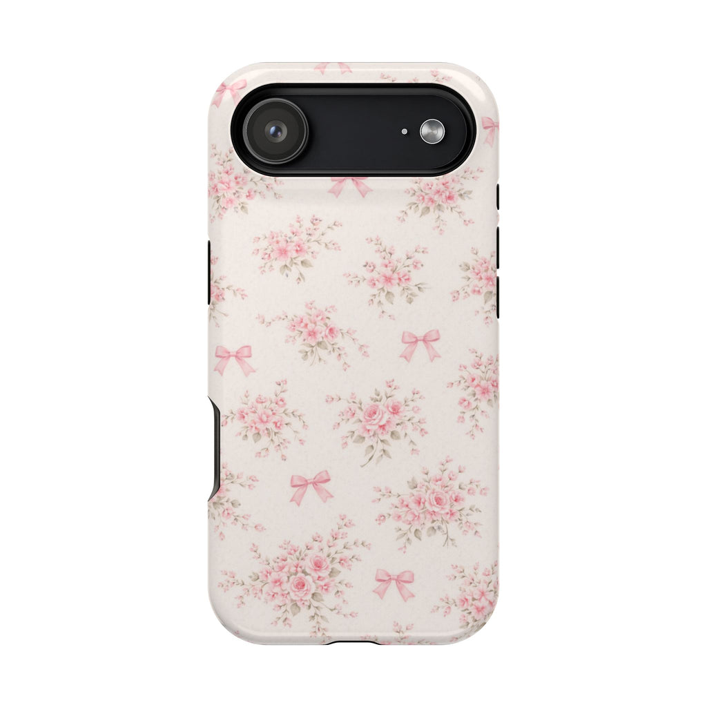 Pink Floral Bow Pattern Cases | Magnetic Impact-Resistant iPhone Case