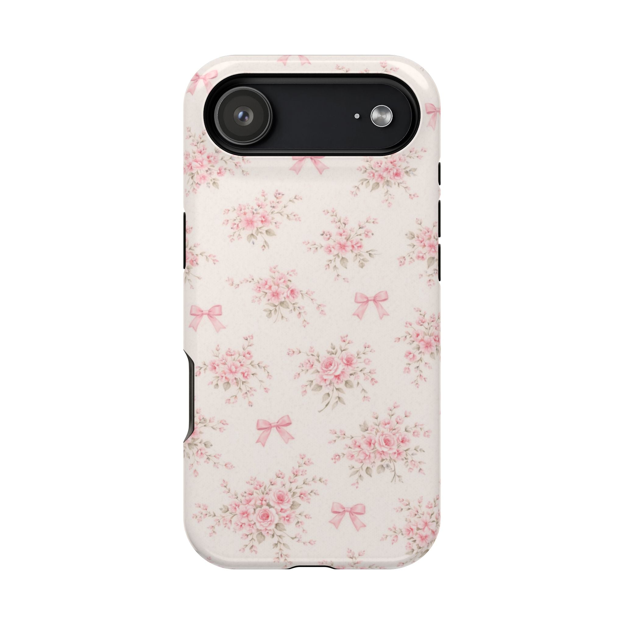 Pink Floral Bow Pattern Cases | Magnetic Impact-Resistant iPhone Case
