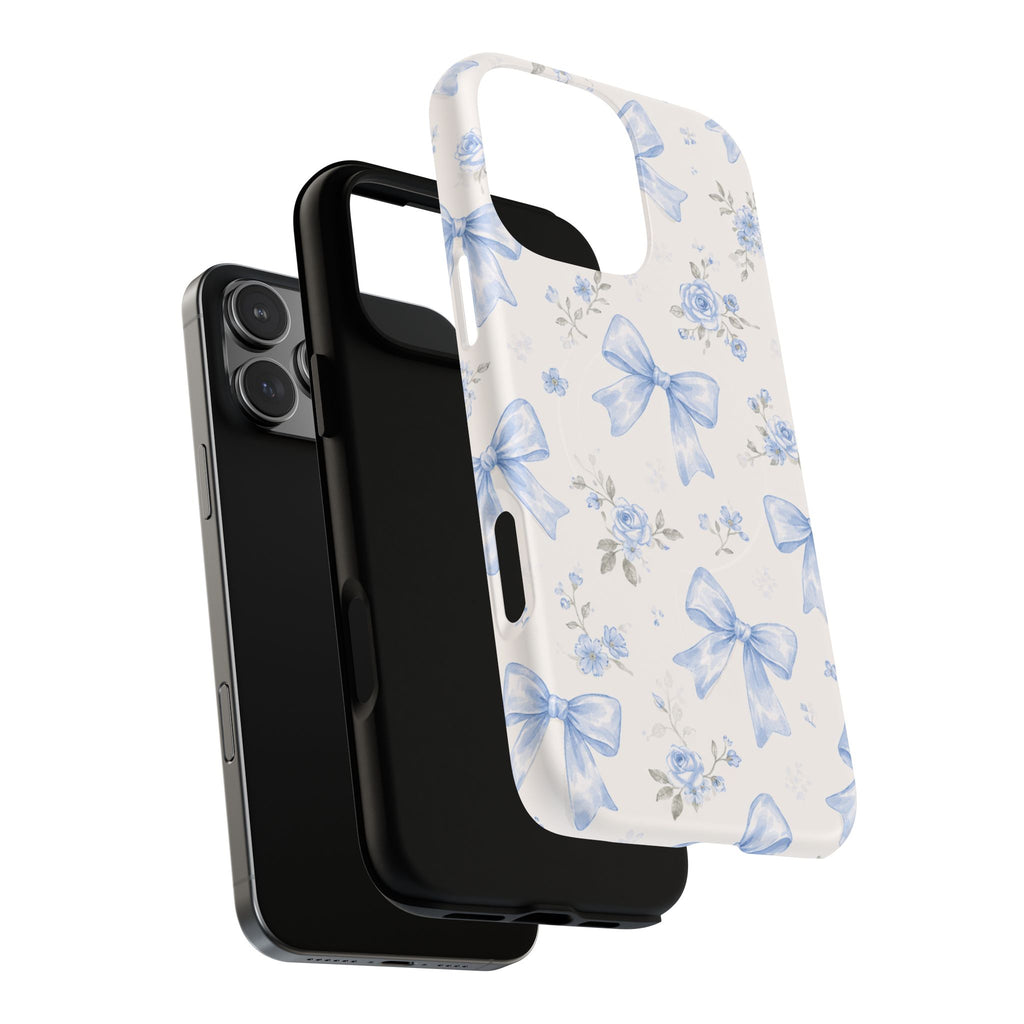 Floral Blue Bow iPhone Case – MagSafe Compatible