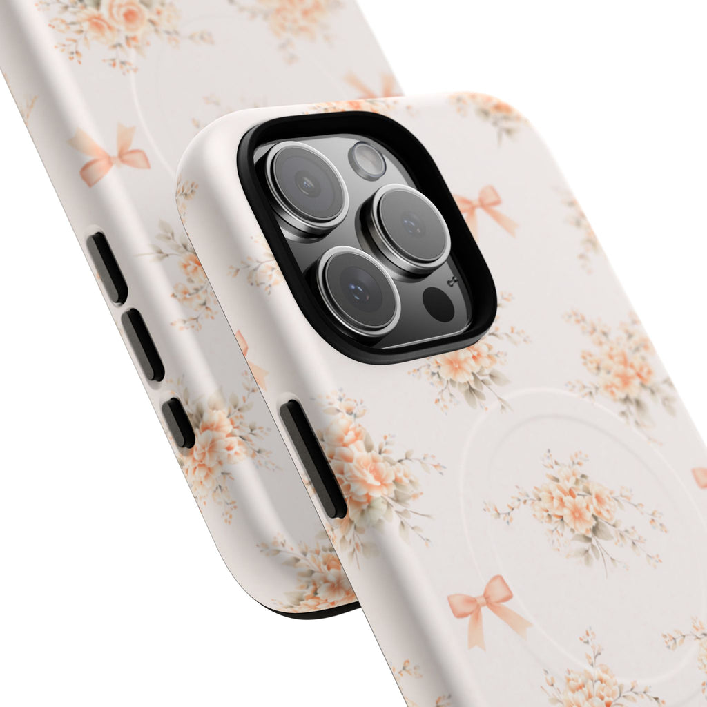 Peach Rose Bow iPhone Case – MagSafe Compatible