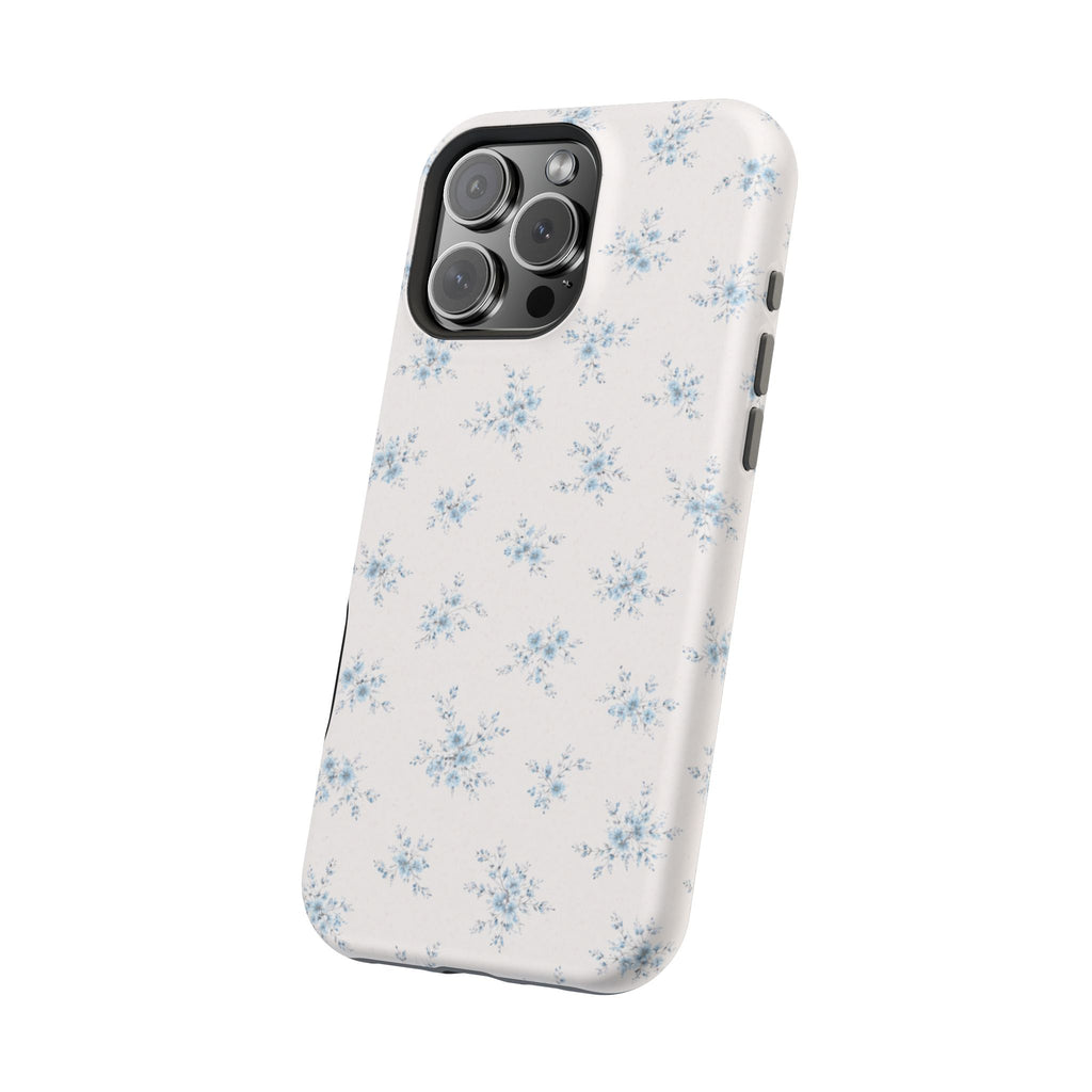 Blue Floral Pattern iPhone Case | Magnetic Impact-Resistant Case