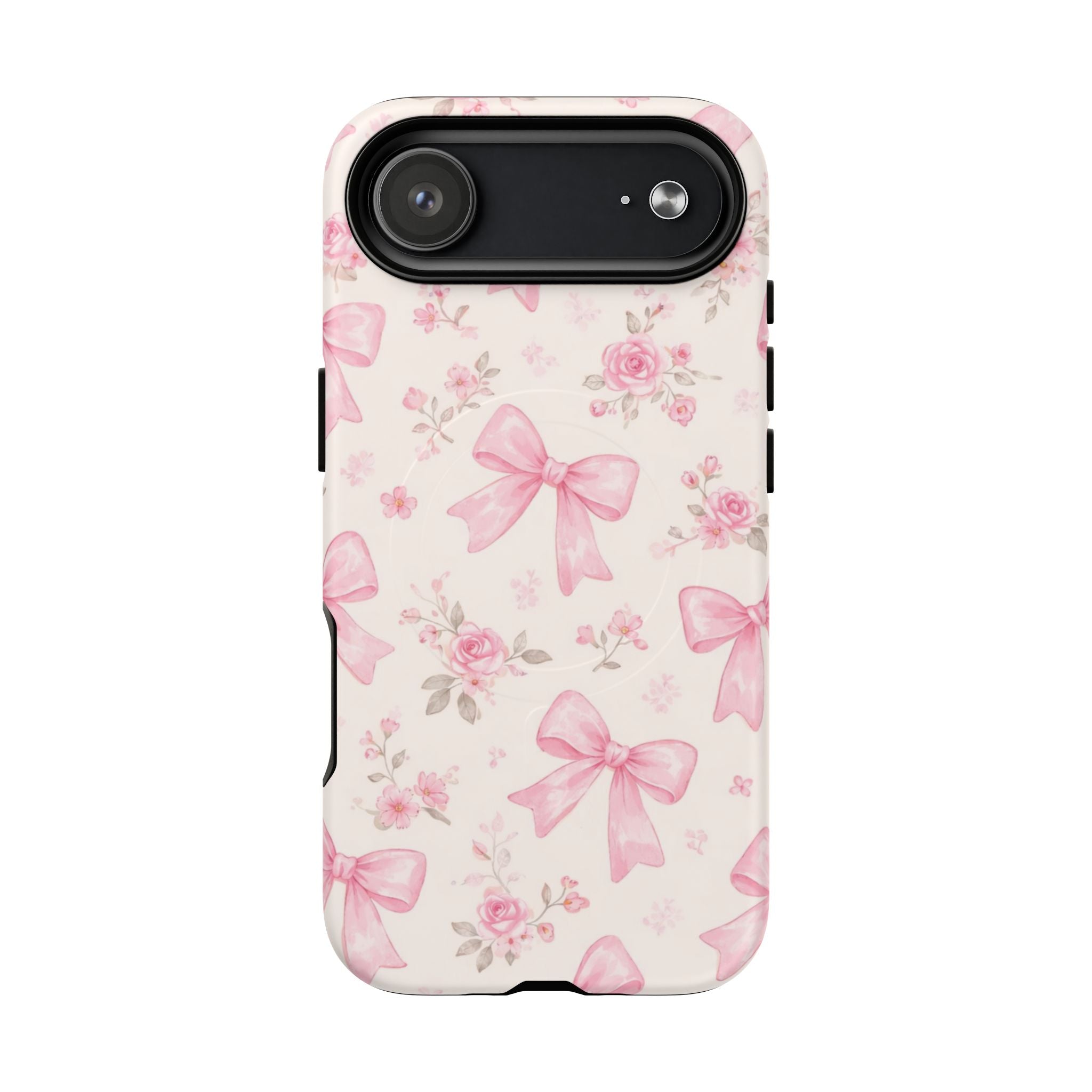 Pink Bow Floral iPhone Case – MagSafe Compatible
