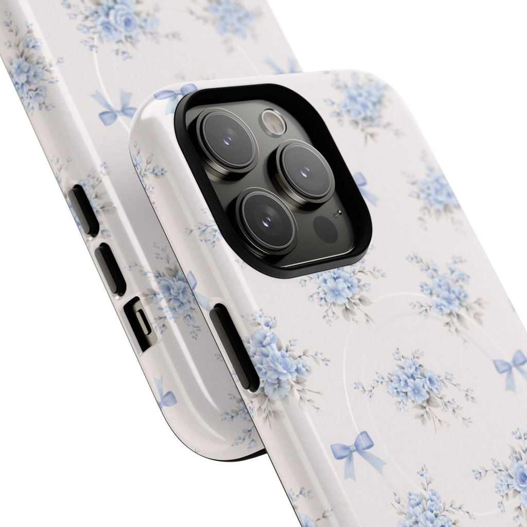 Blue Floral Bow iPhone Case – MagSafe Compatible