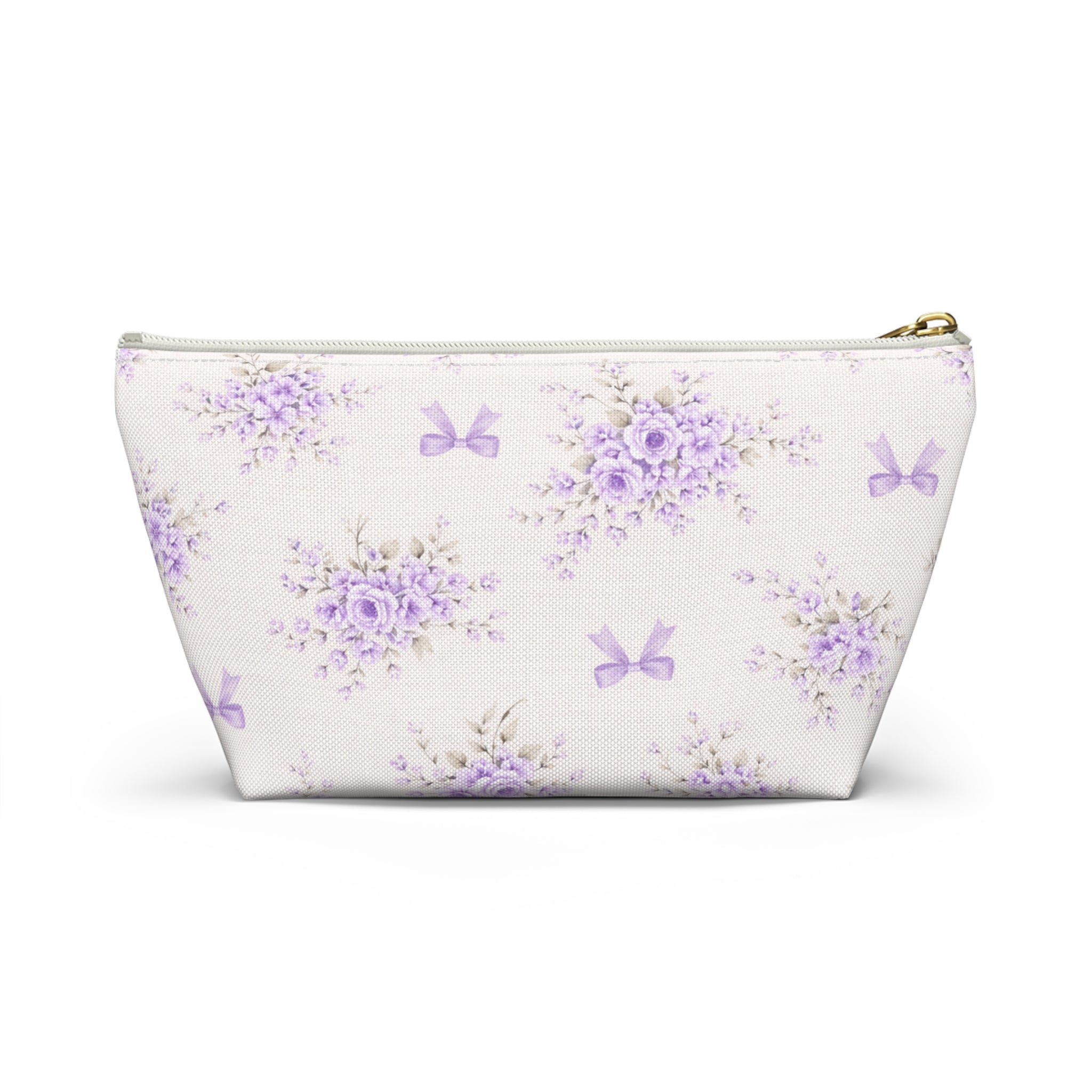 Lavender Floral Bouquet Pouch | Purple Bow Accessory Pouch