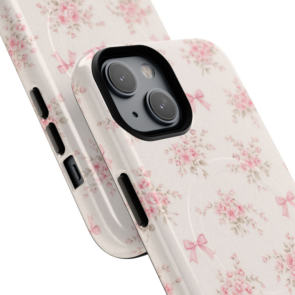 Floral Pink Bow iPhone Case – MagSafe Compatible