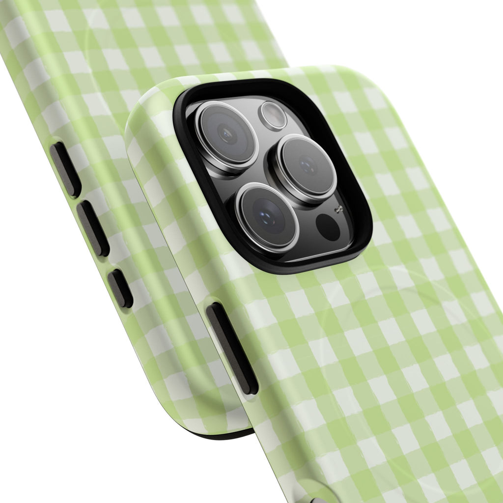 Green Gingham iPhone Case – MagSafe Compatible