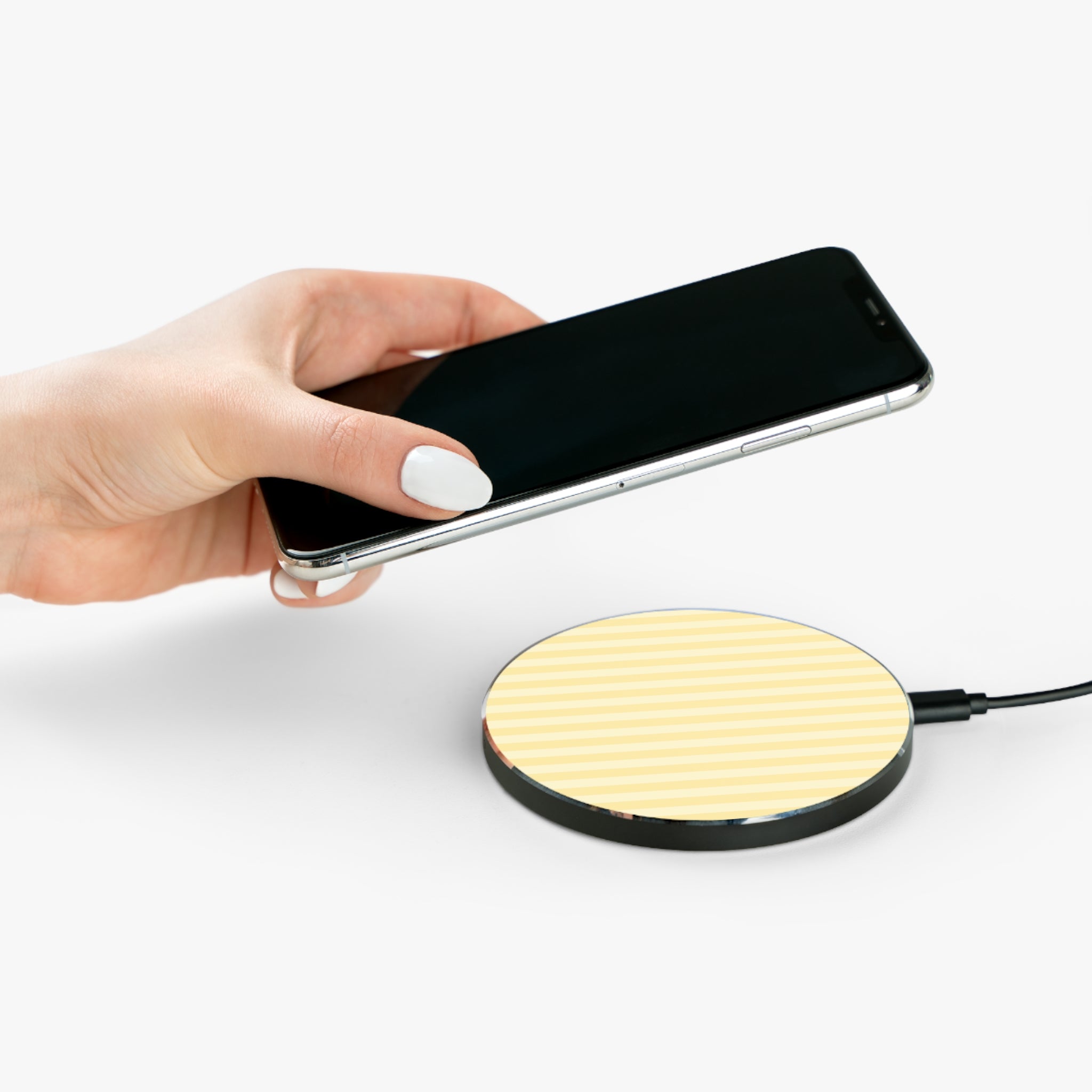 Pale Yellow Striped Wireless Charger