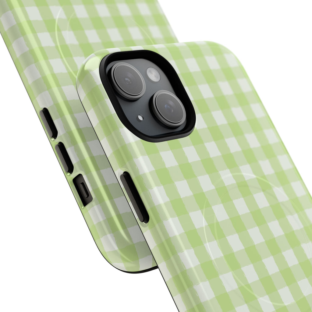 Green Gingham iPhone Case – MagSafe Compatible
