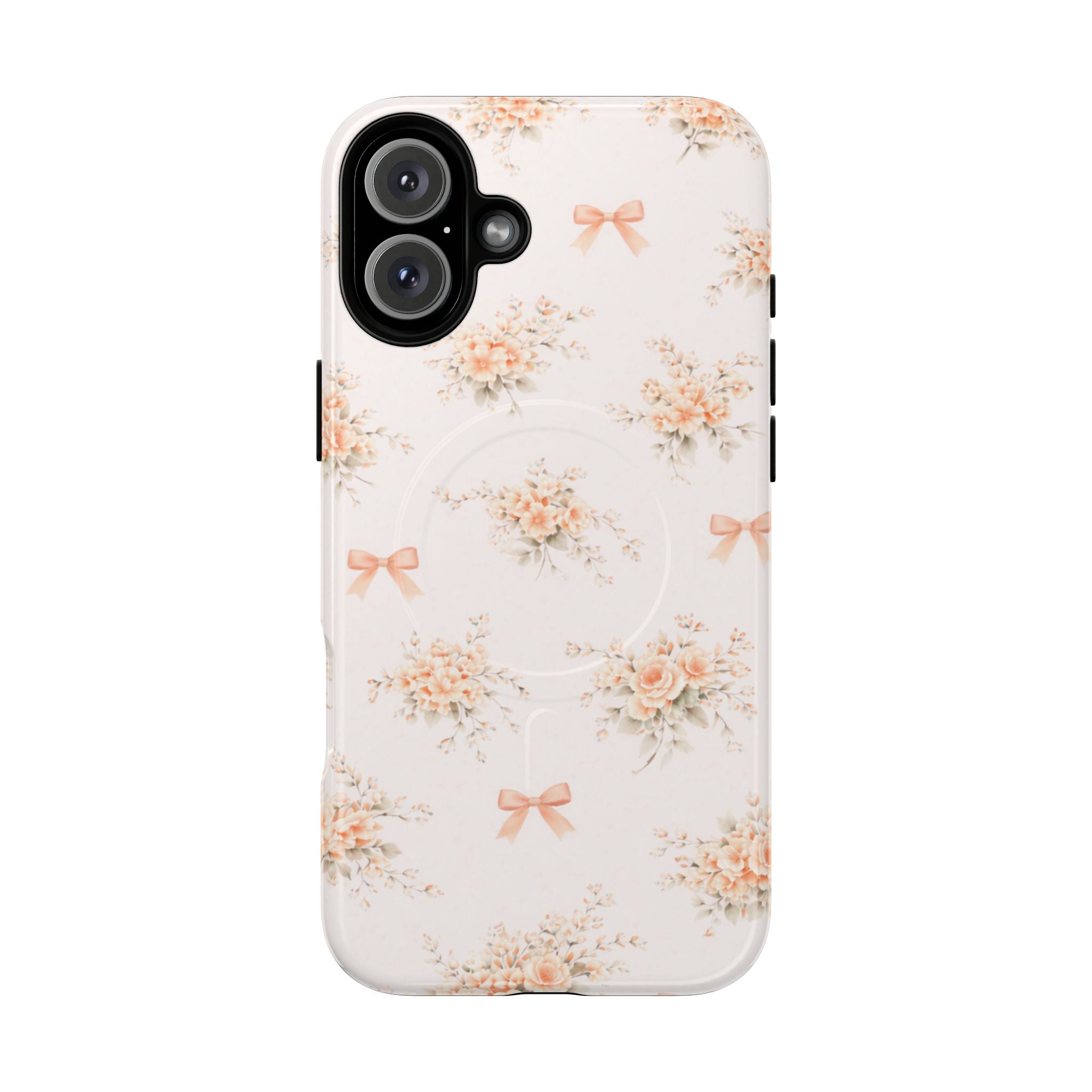 Peach Rose Bow iPhone Case – MagSafe Compatible