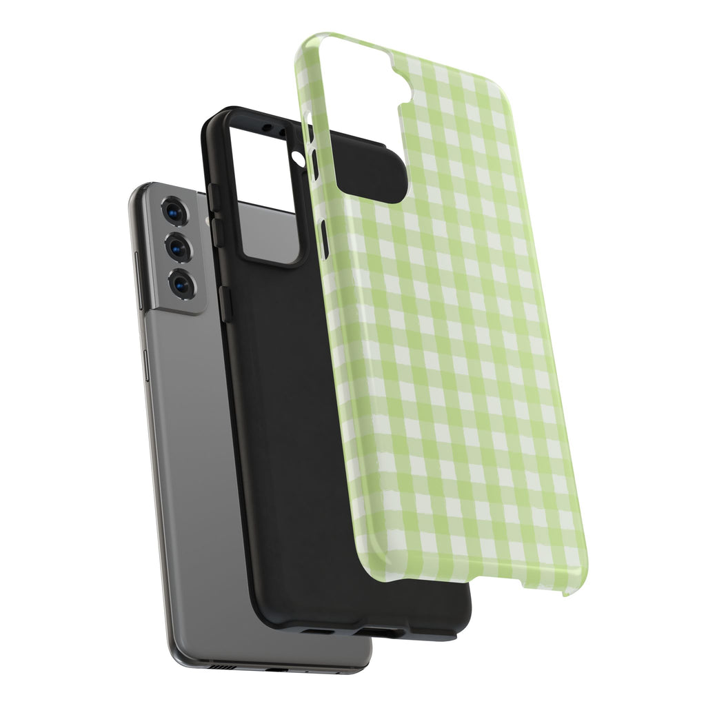 Green Gingham Tough Samsung Case – Pastel Plaid Protective Cover