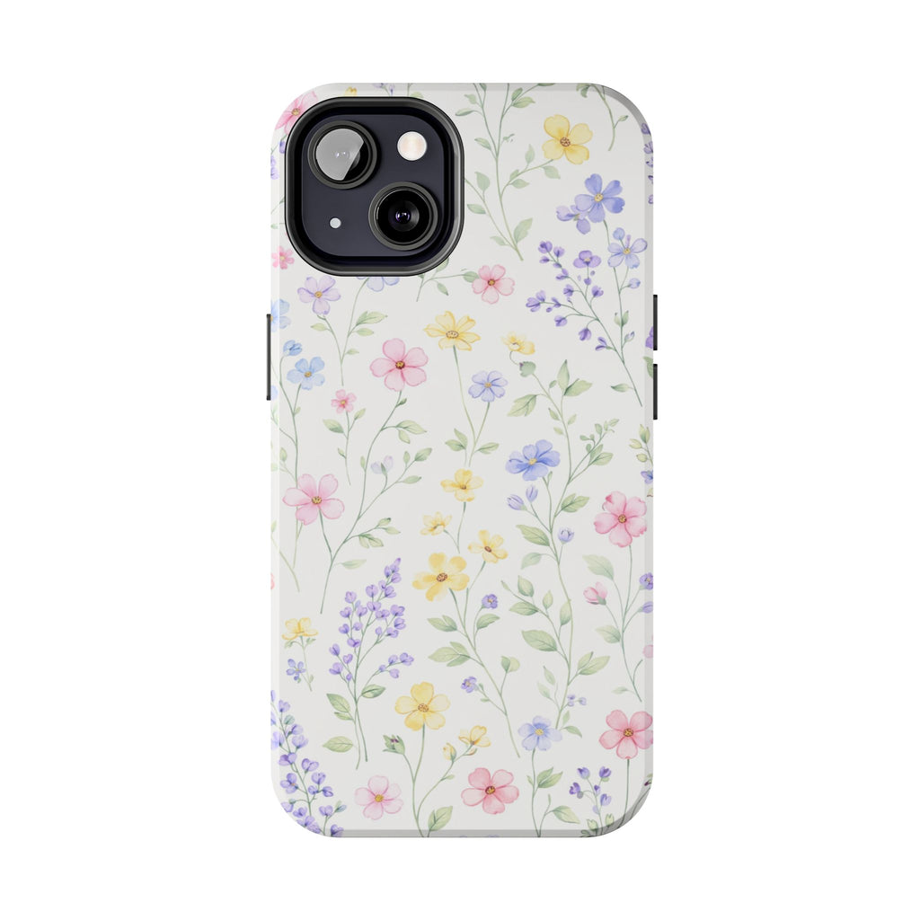Watercolor Wildflowers Tough iPhone Case | Pastel Floral iPhone Case