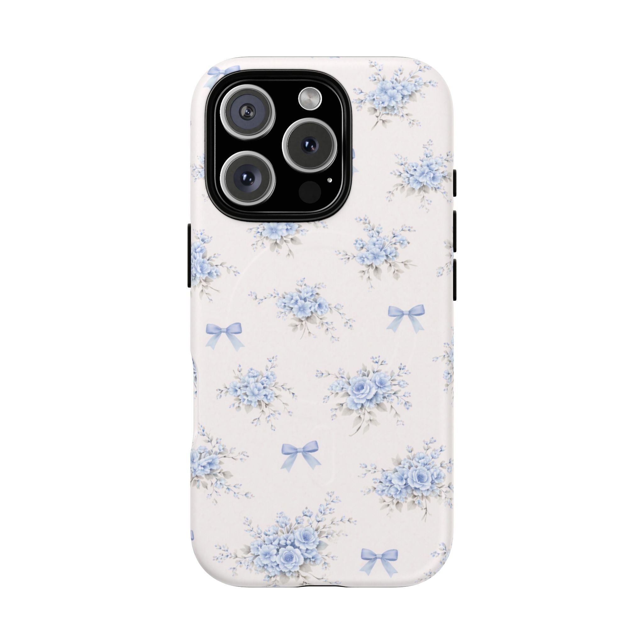 Blue Floral Bow iPhone Case – MagSafe Compatible