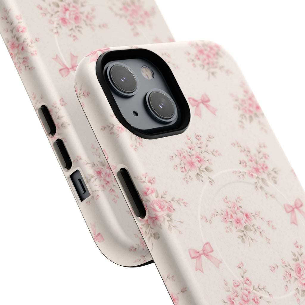 Floral Pink Bow iPhone Case – MagSafe Compatible