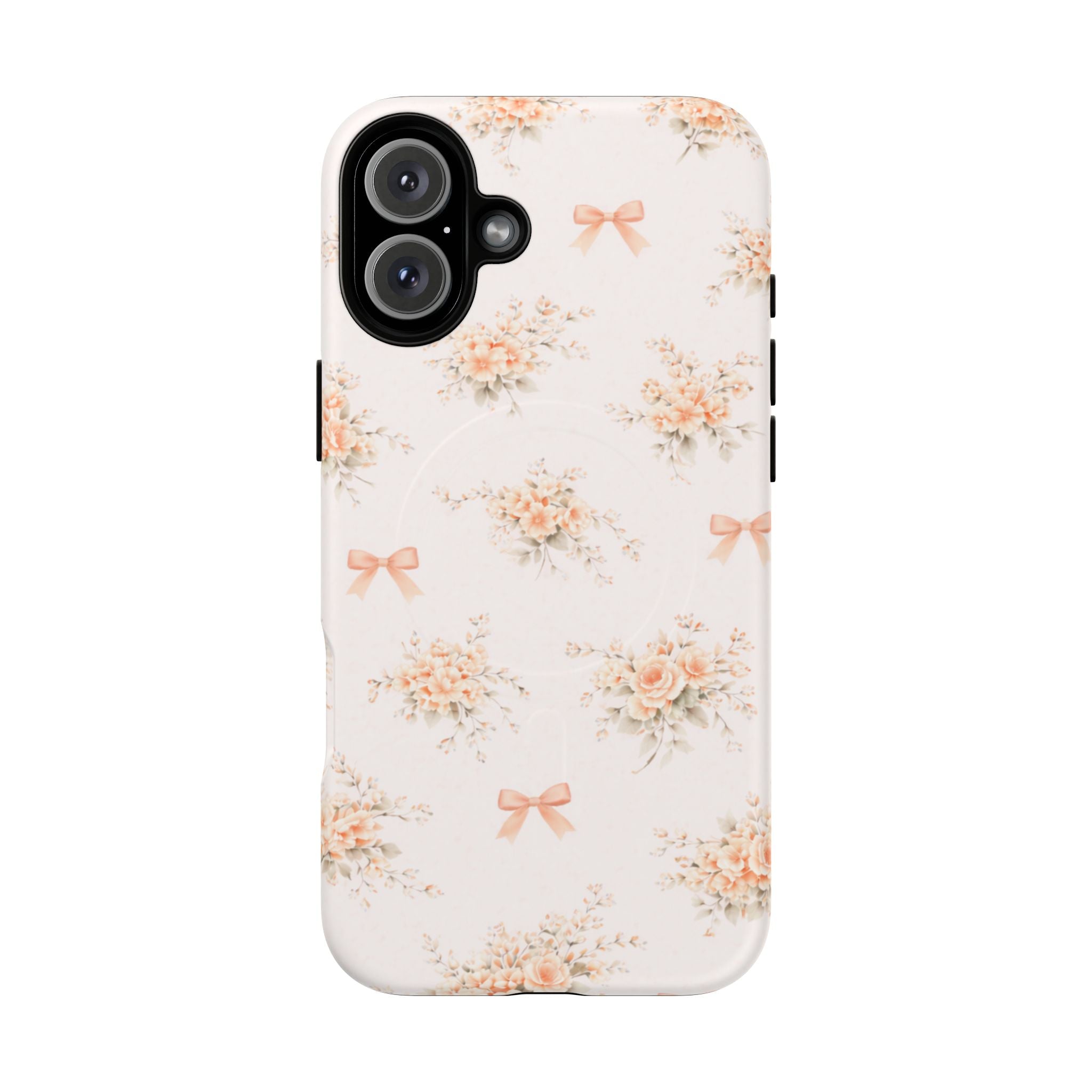 Peach Rose Bow iPhone Case – MagSafe Compatible
