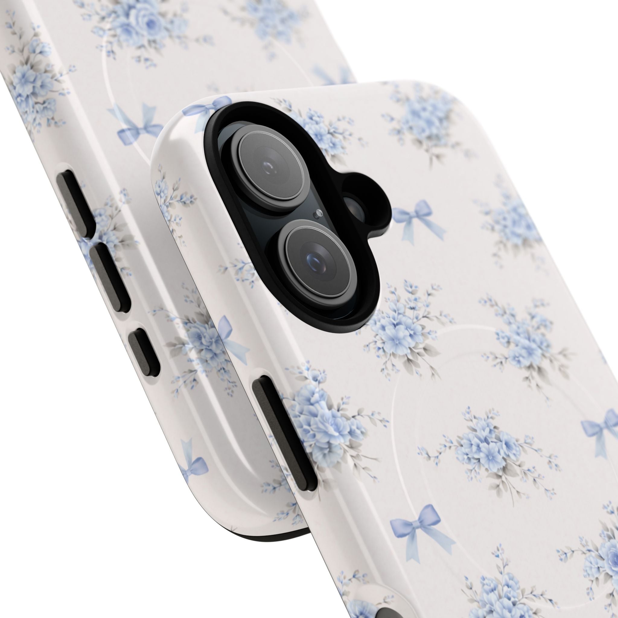Blue Floral Bow iPhone Case – MagSafe Compatible