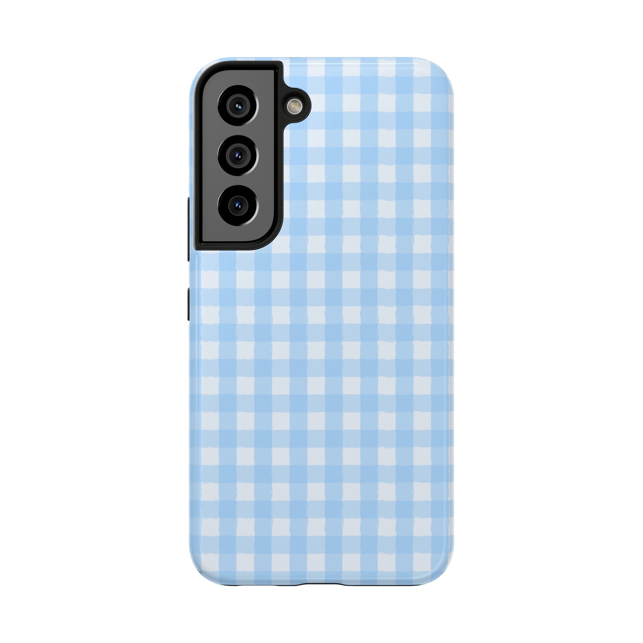 Blue Gingham Tough Samsung Case – Pastel Check Protective Phone Cover