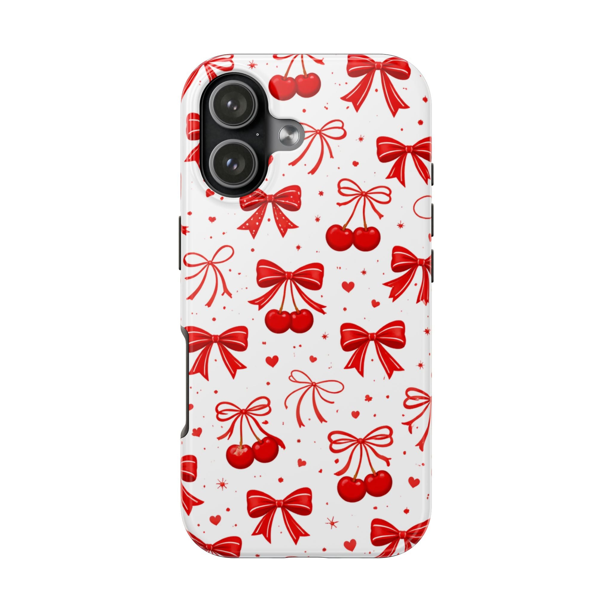 Red Cherry Bows Tough Phone Case, Cherry Pattern Phone Case