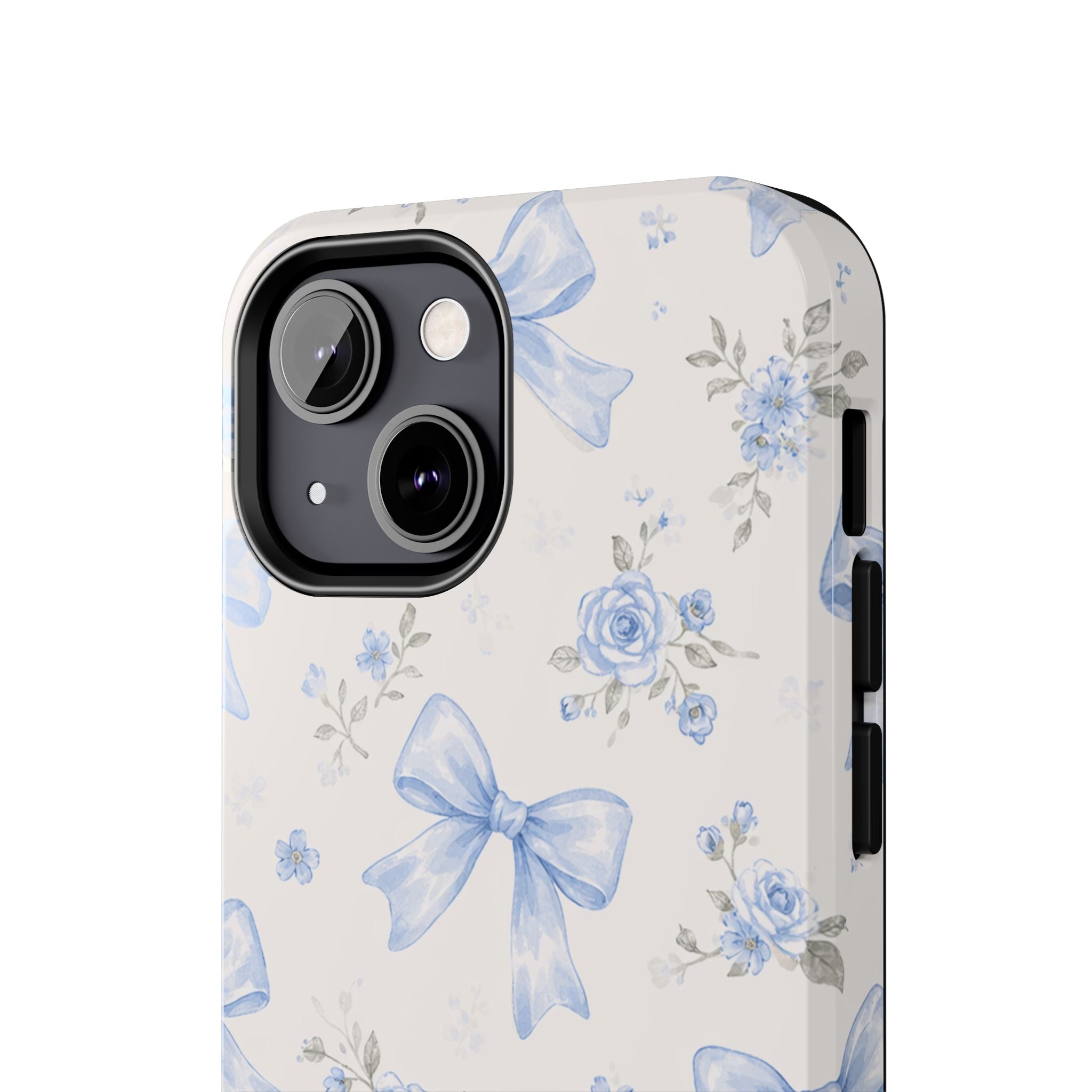 Blue Watercolor Bows iPhone Case, Floral Bow Pattern