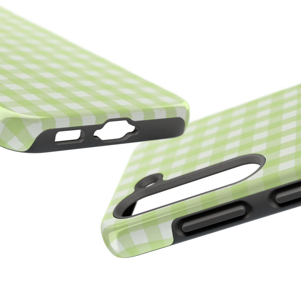 Green Gingham Tough Samsung Case – Pastel Plaid Protective Cover