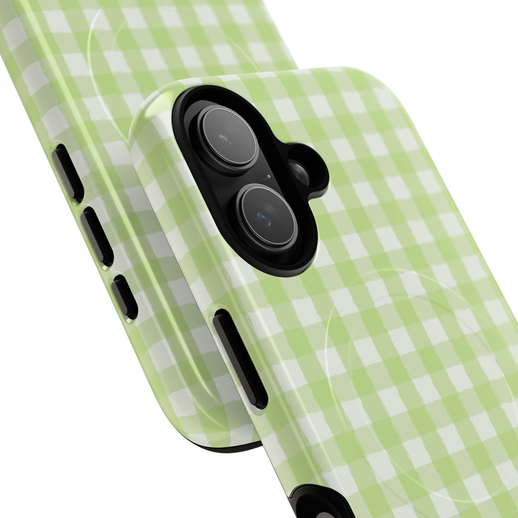 Green Gingham iPhone Case – MagSafe Compatible