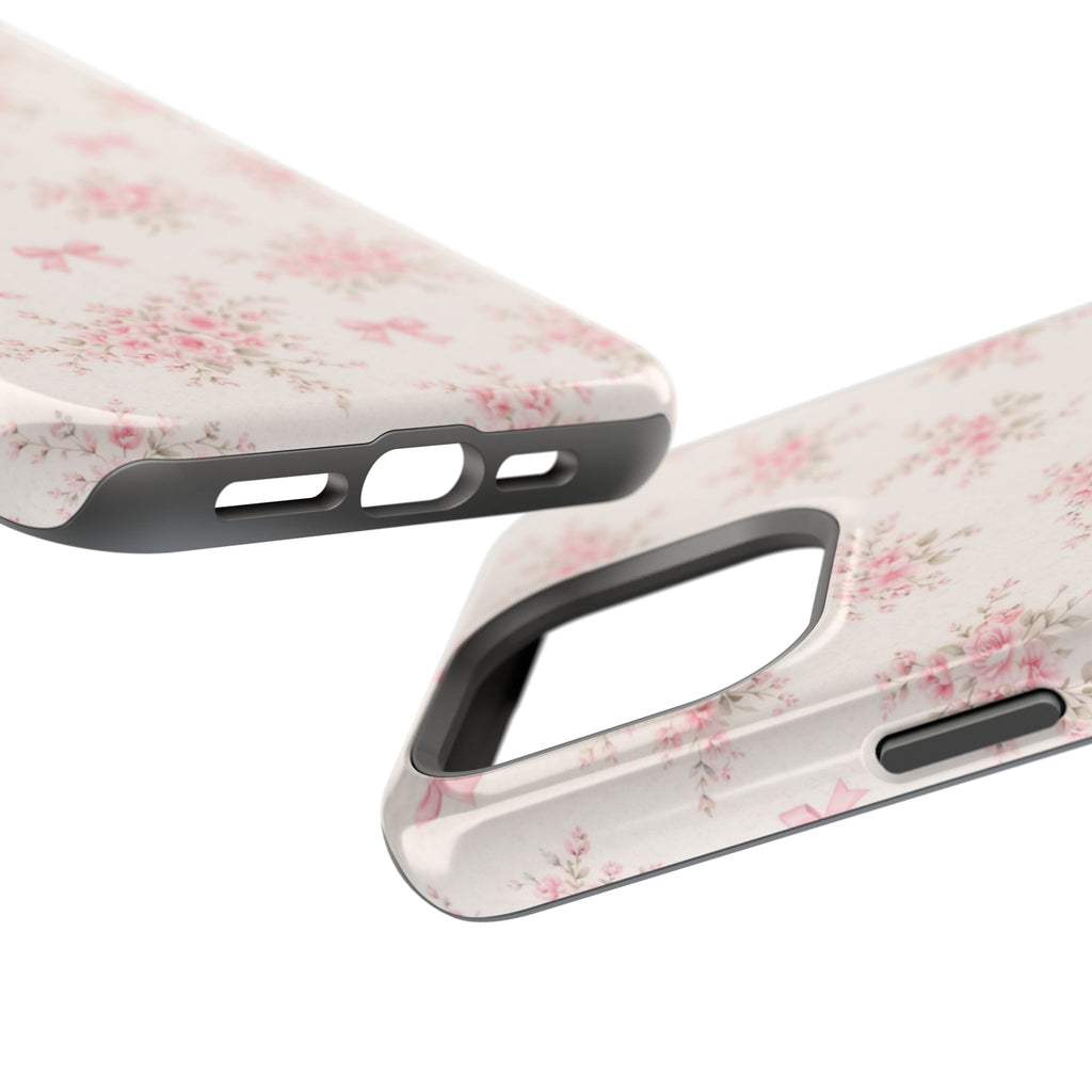 Pink Floral Bow Pattern Cases | Magnetic Impact-Resistant iPhone Case