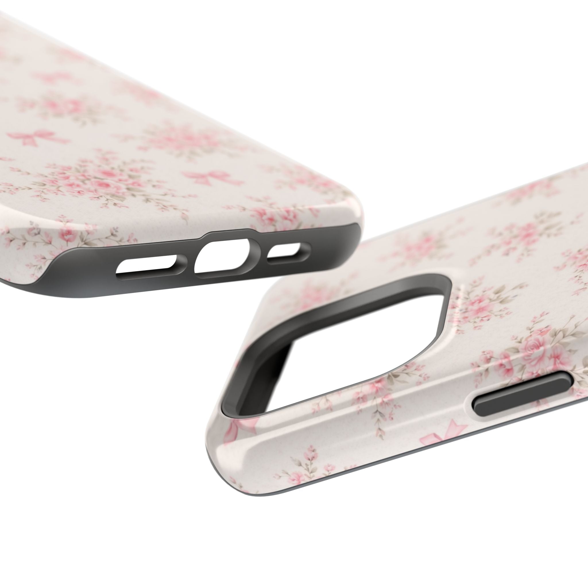 Pink Floral Bow Pattern Cases | Magnetic Impact-Resistant iPhone Case