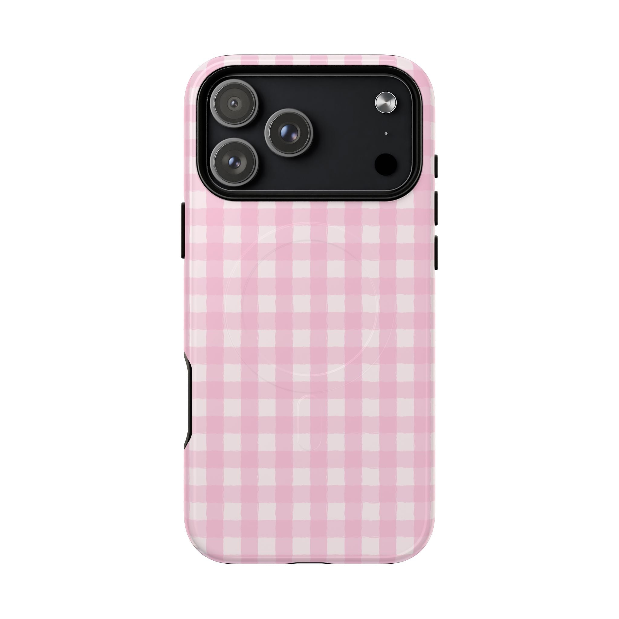 Pink Gingham iPhone Case – MagSafe Compatible