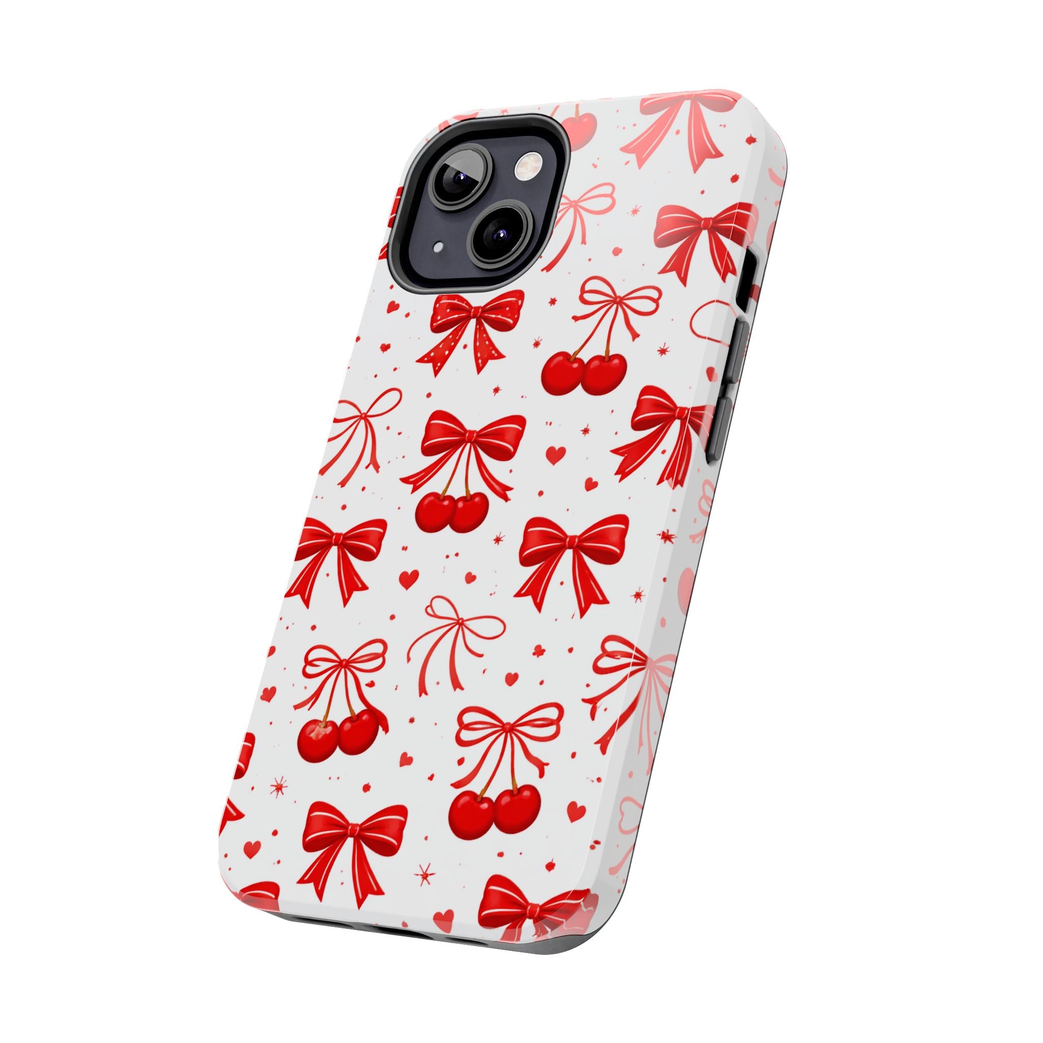 Red Cherry Bows Tough Phone Case, Cherry Pattern Phone Case