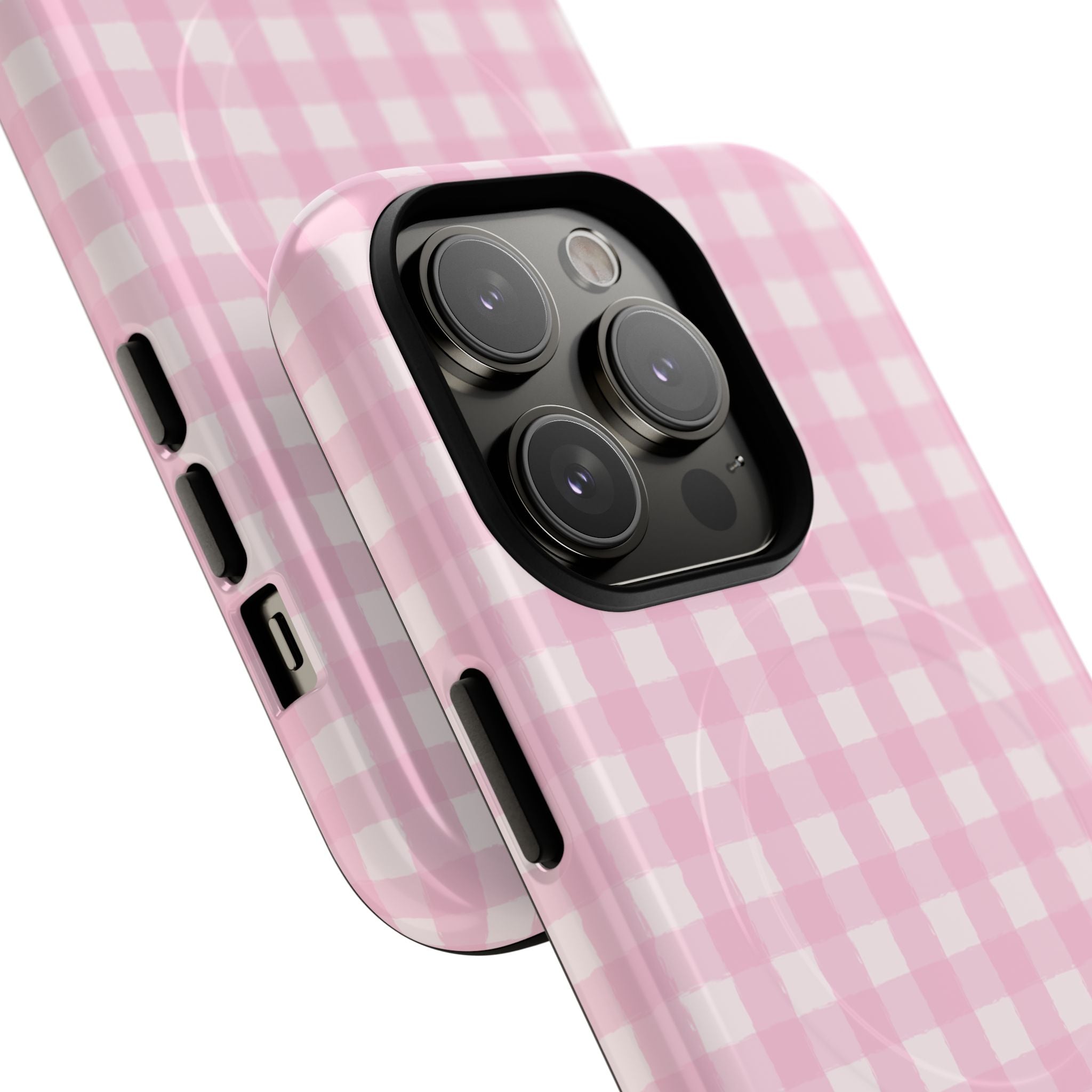 Pink Gingham iPhone Case – MagSafe Compatible