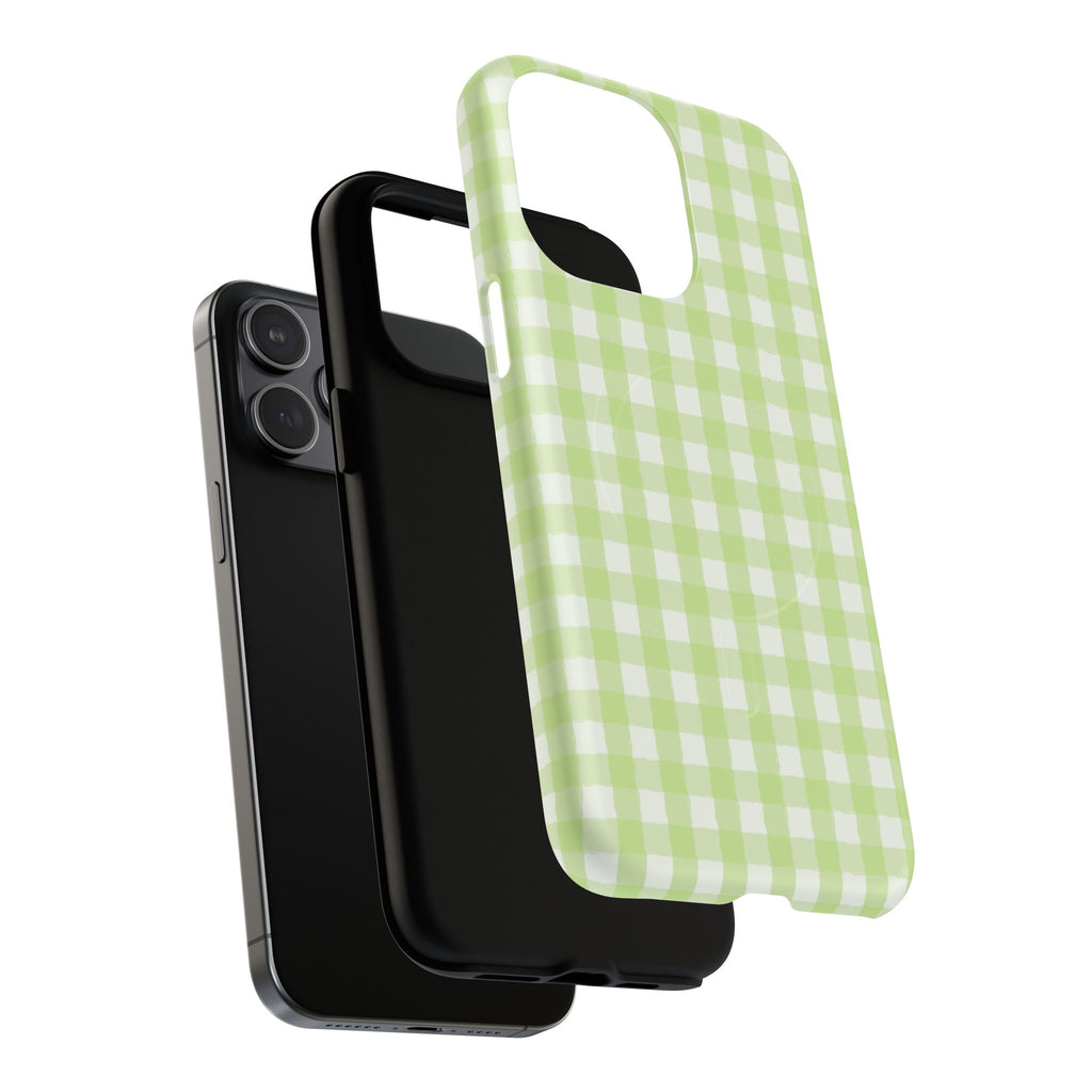 Green Gingham iPhone Case – MagSafe Compatible