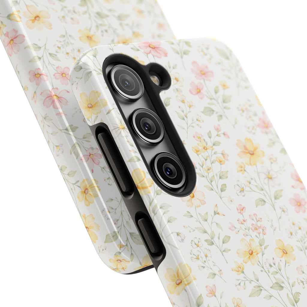 Pastel Floral Pattern Tough Phone Case, Vintage Dainty Flowers