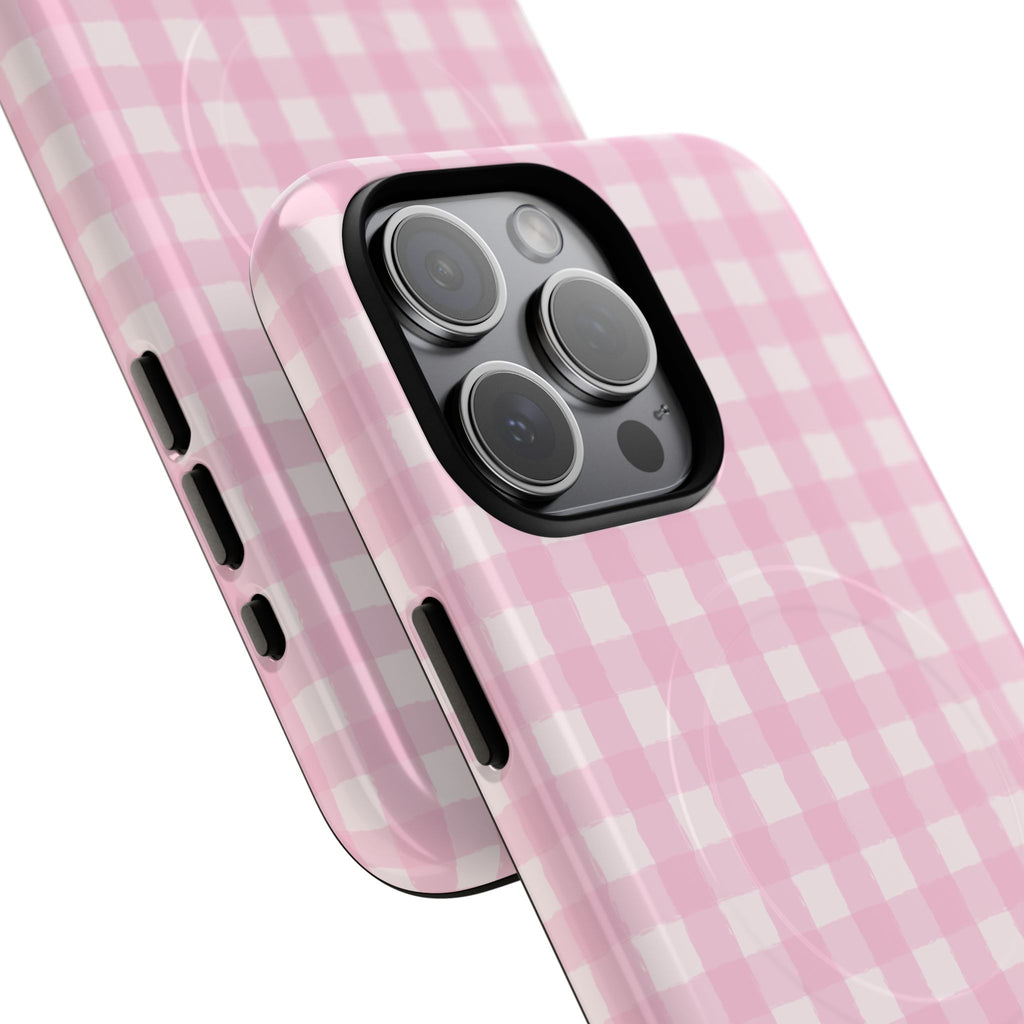 Pink Gingham iPhone Case – MagSafe Compatible