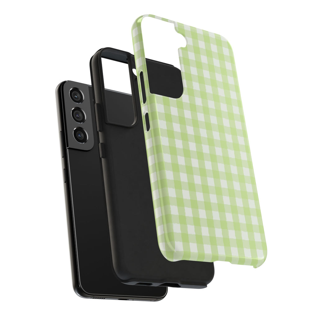 Green Gingham Tough Samsung Case – Pastel Plaid Protective Cover