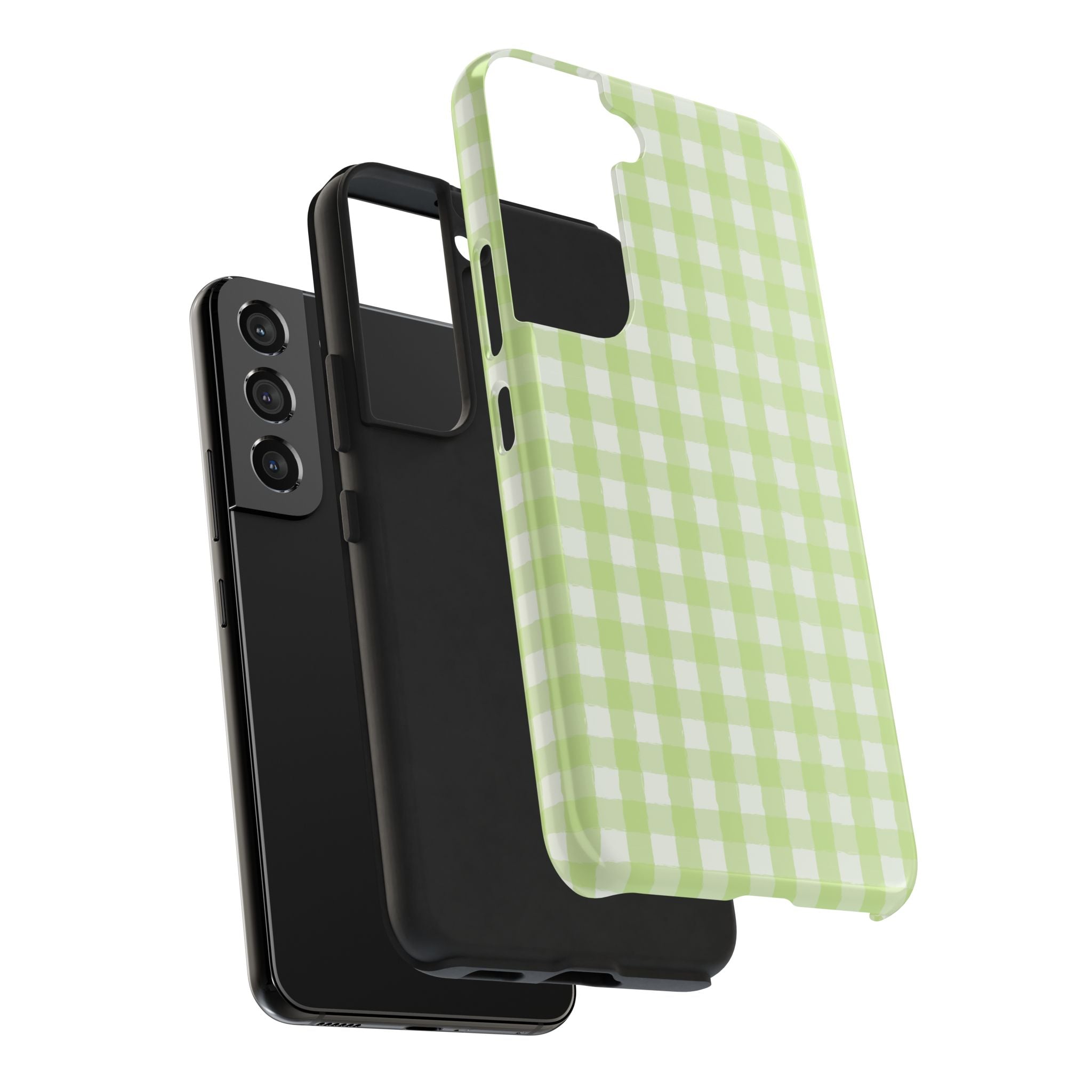 Green Gingham Tough Samsung Case – Pastel Plaid Protective Cover
