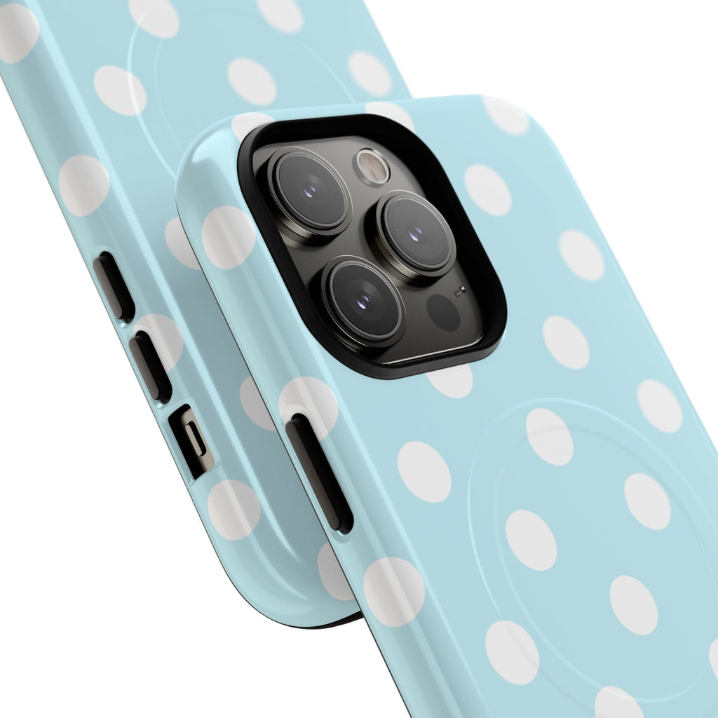 Blue Polka Dot iPhone Case – MagSafe Compatible