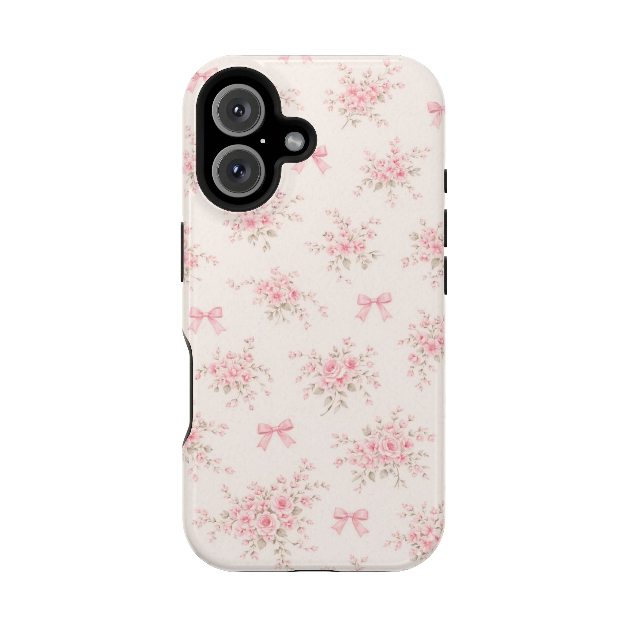 Pink Floral Bow Pattern Cases | Magnetic Impact-Resistant iPhone Case