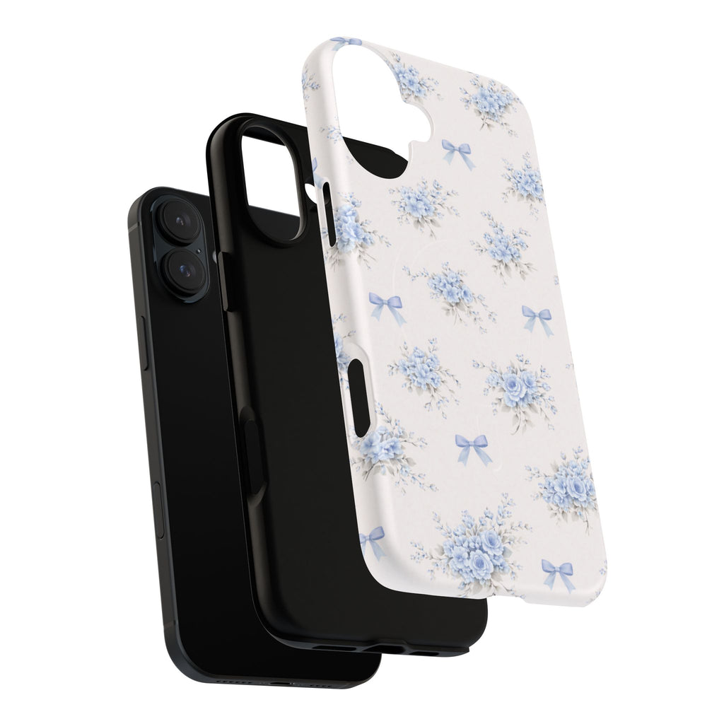 Blue Floral Bow iPhone Case – MagSafe Compatible