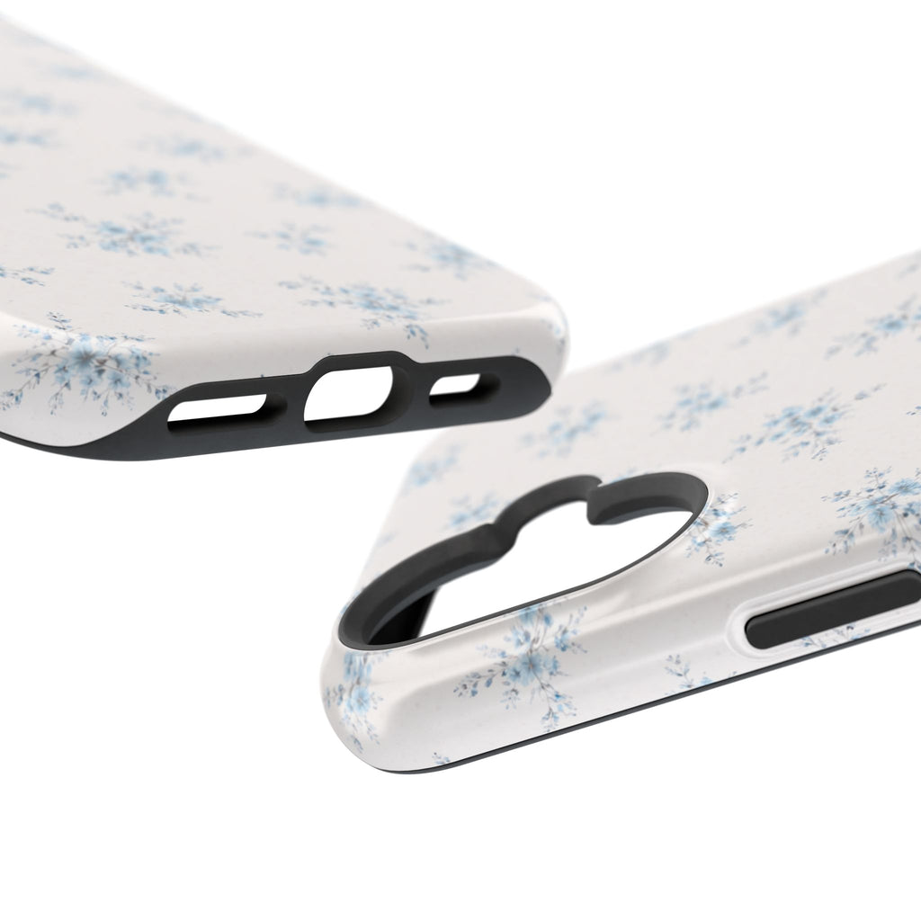 Blue Floral Pattern iPhone Case | Magnetic Impact-Resistant Case