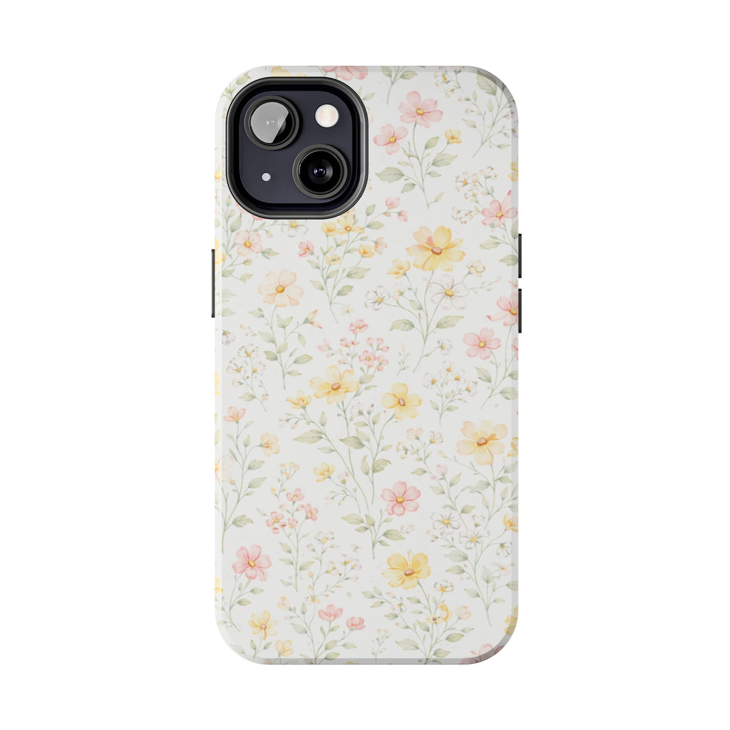 Delicate Pastel Wildflowers Tough Phone Case, Floral Botanical Pattern