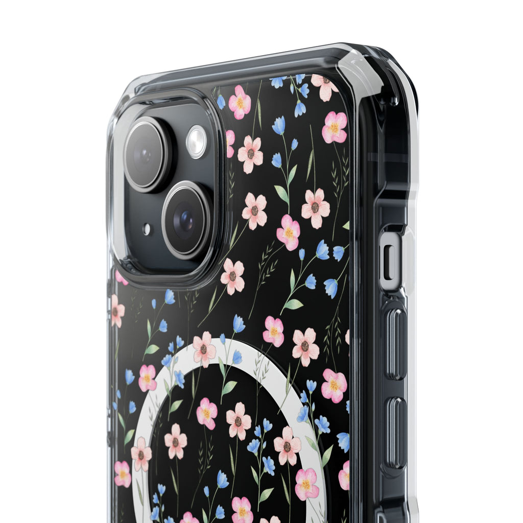 MagSafe Clear Phone Case — Pink Floral Pattern
