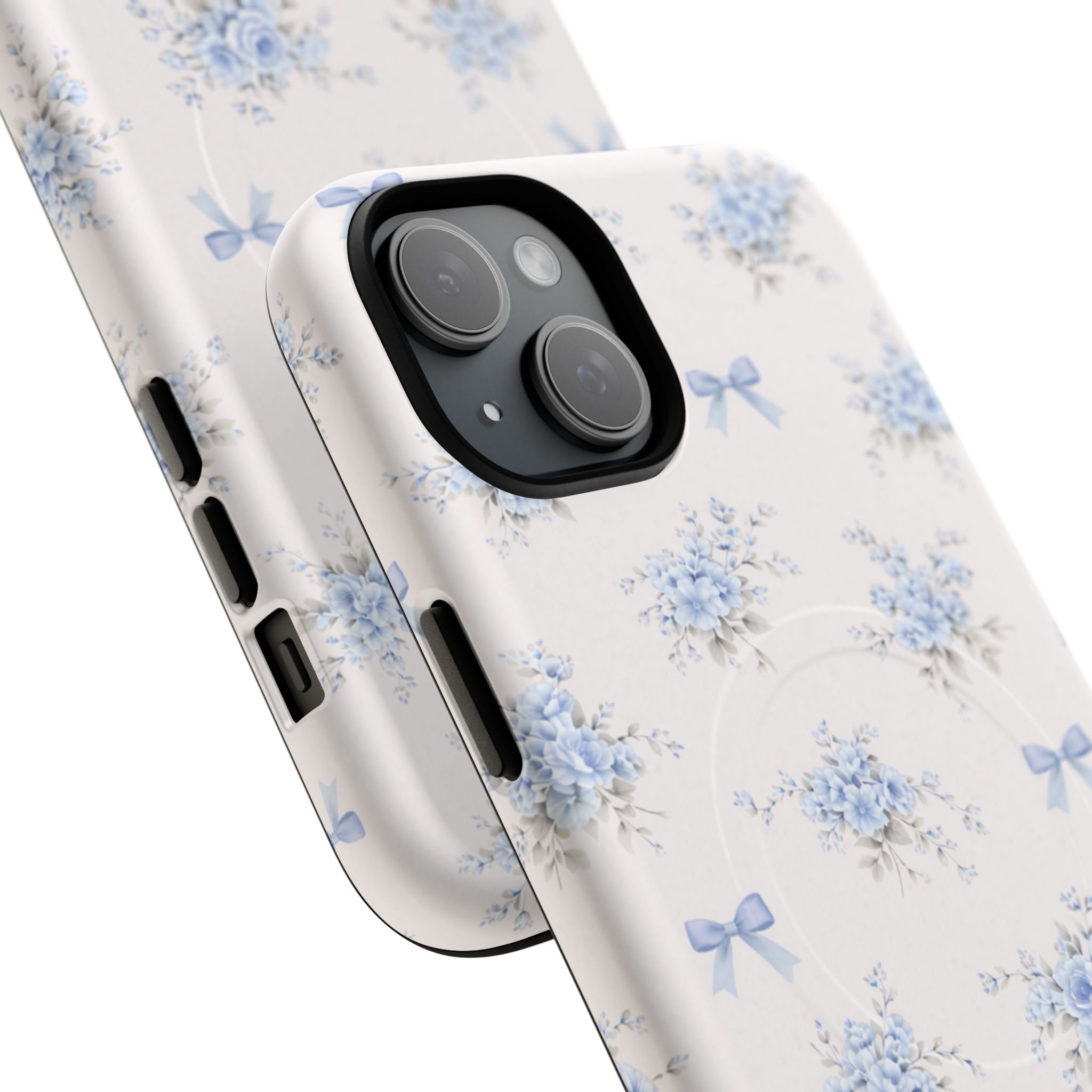 Blue Floral Bow iPhone Case – MagSafe Compatible