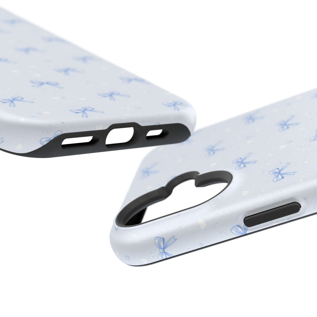 Blue Bow Pattern iPhone Case | Magnetic Impact-Resistant Case