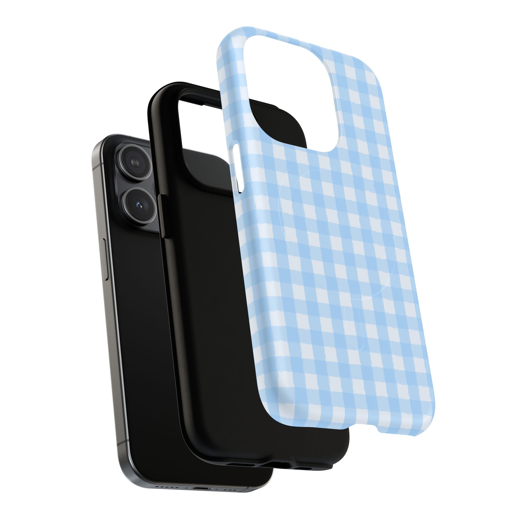 Blue Gingham iPhone Case – MagSafe Compatible
