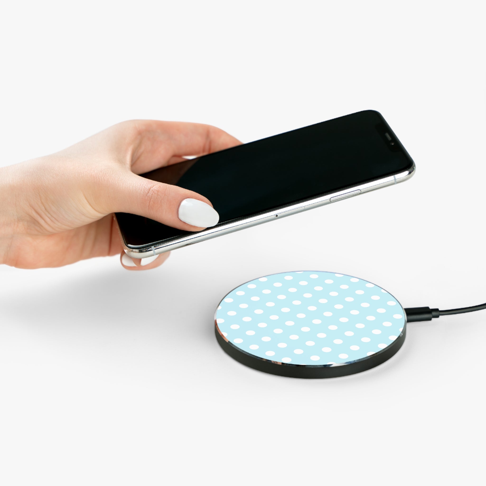 Pastel Blue Polka Dot Wireless Charger