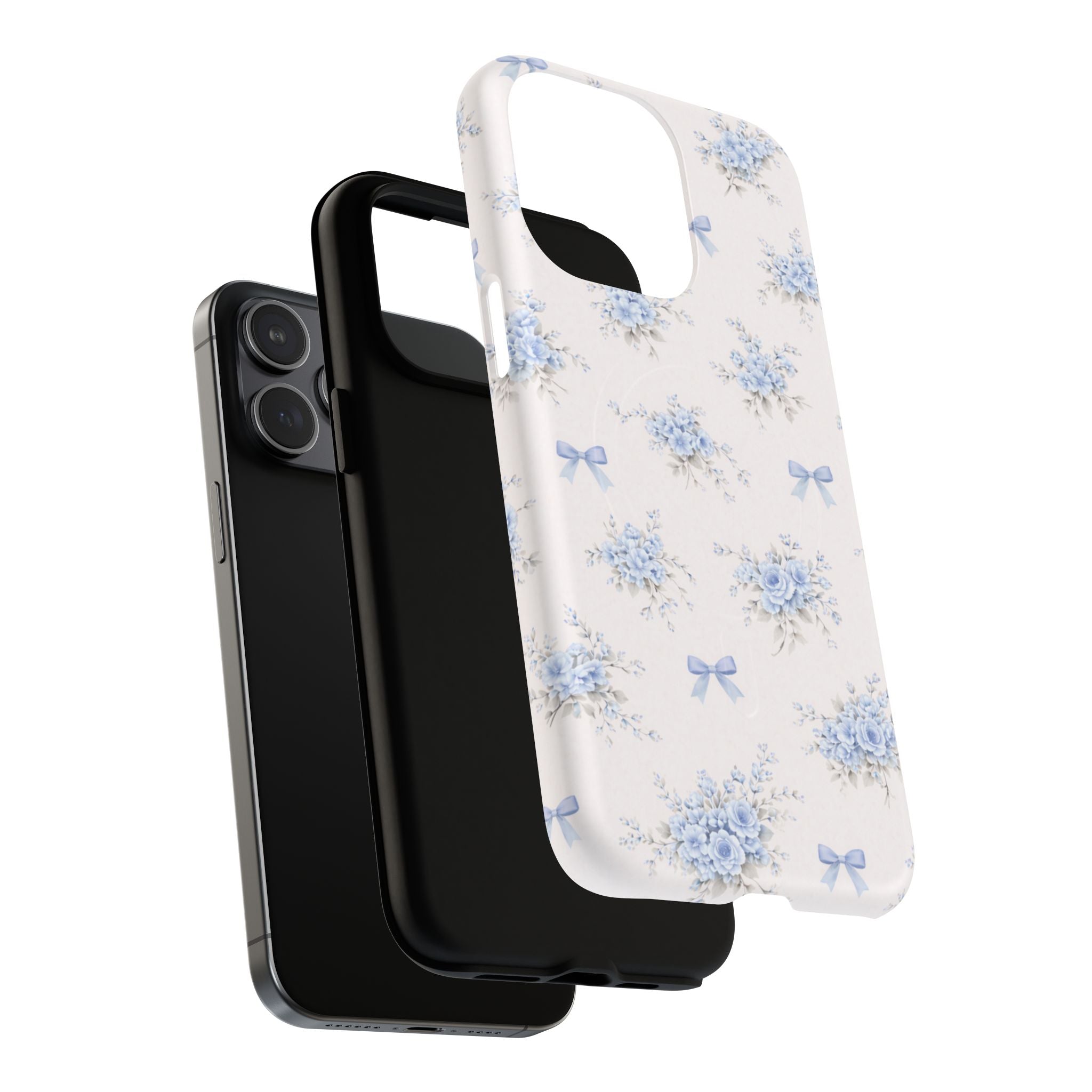 Blue Floral Bow iPhone Case – MagSafe Compatible